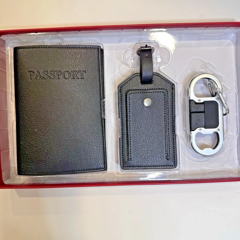Perry Ellis Portfolio Men's Passport Case Luggage Tag Multifunctional Tool NIB